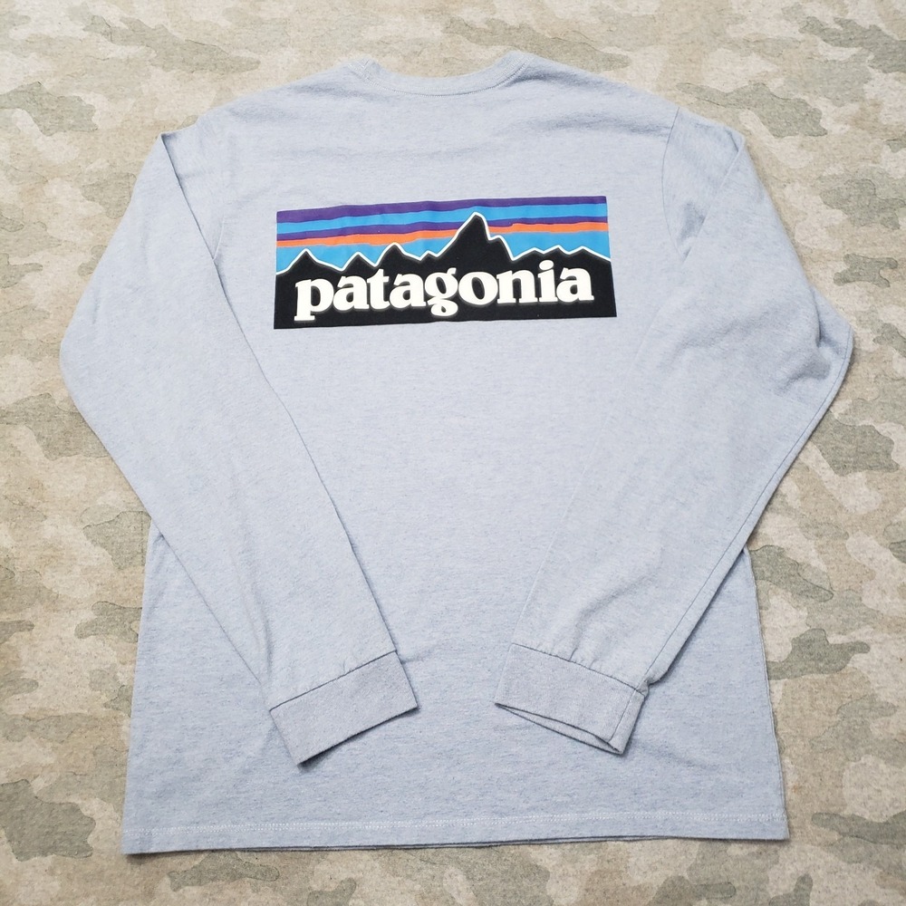 Patagonia Shirt Mens XS Blue Pullover Long‎ Sleeve Reponsibili Tee Outdoor